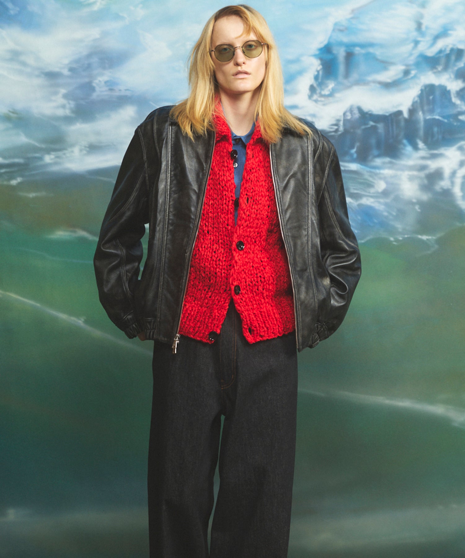 Sheep Leather Single Collard Blouson