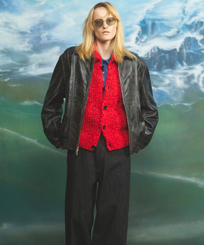 Sheep Leather Single Collard Blouson