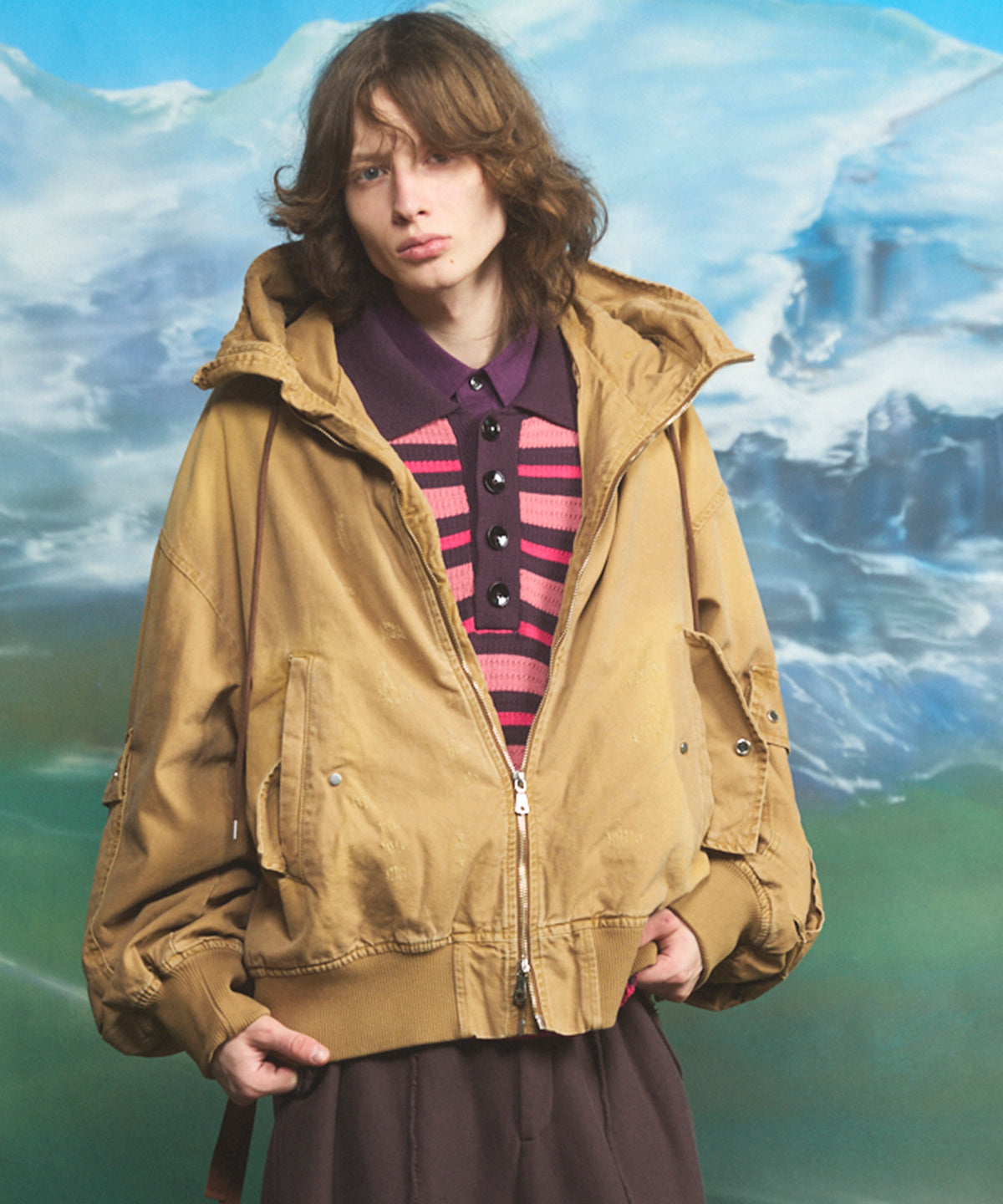 【26AW PRE-ORDER】Cargo Pocket Duck Fabric Prime-Over Zip Hoodie Blouson