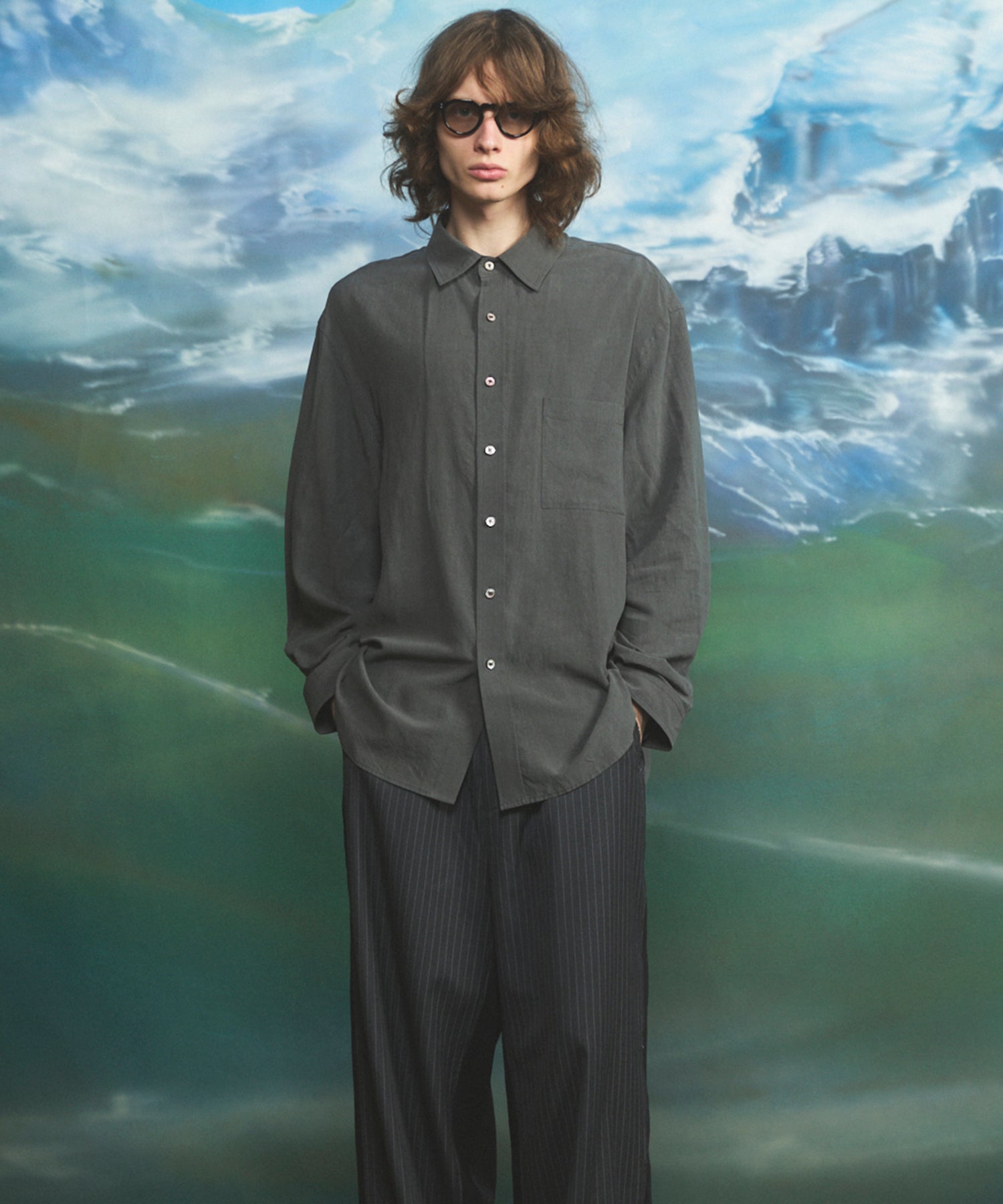 [26SS PRE-ORDER] Airy Striped Gabardine Prime-Over Short-sleeved Shirt