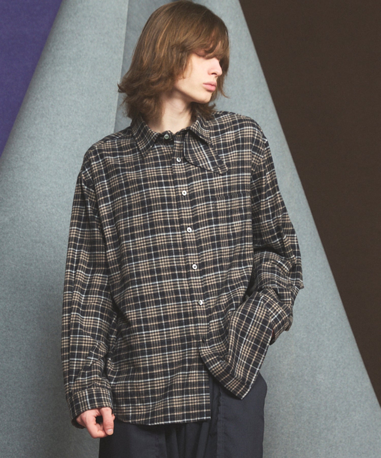 [26AW PRE-ORDER] [Italian dead stock fabric] Prime over regular collar shirt coat
