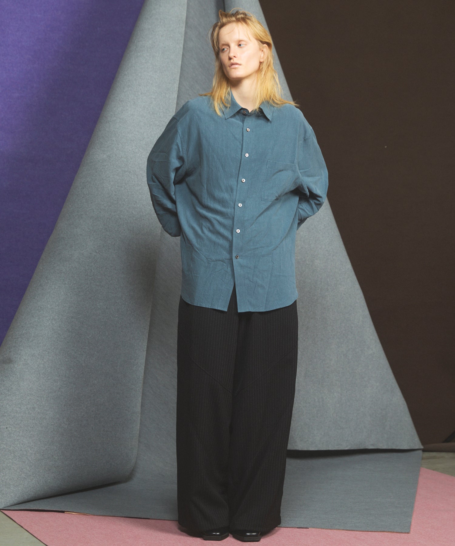[26SS PRE-ORDER] Airy Striped Gabardine Prime-Over Short-sleeved Shirt