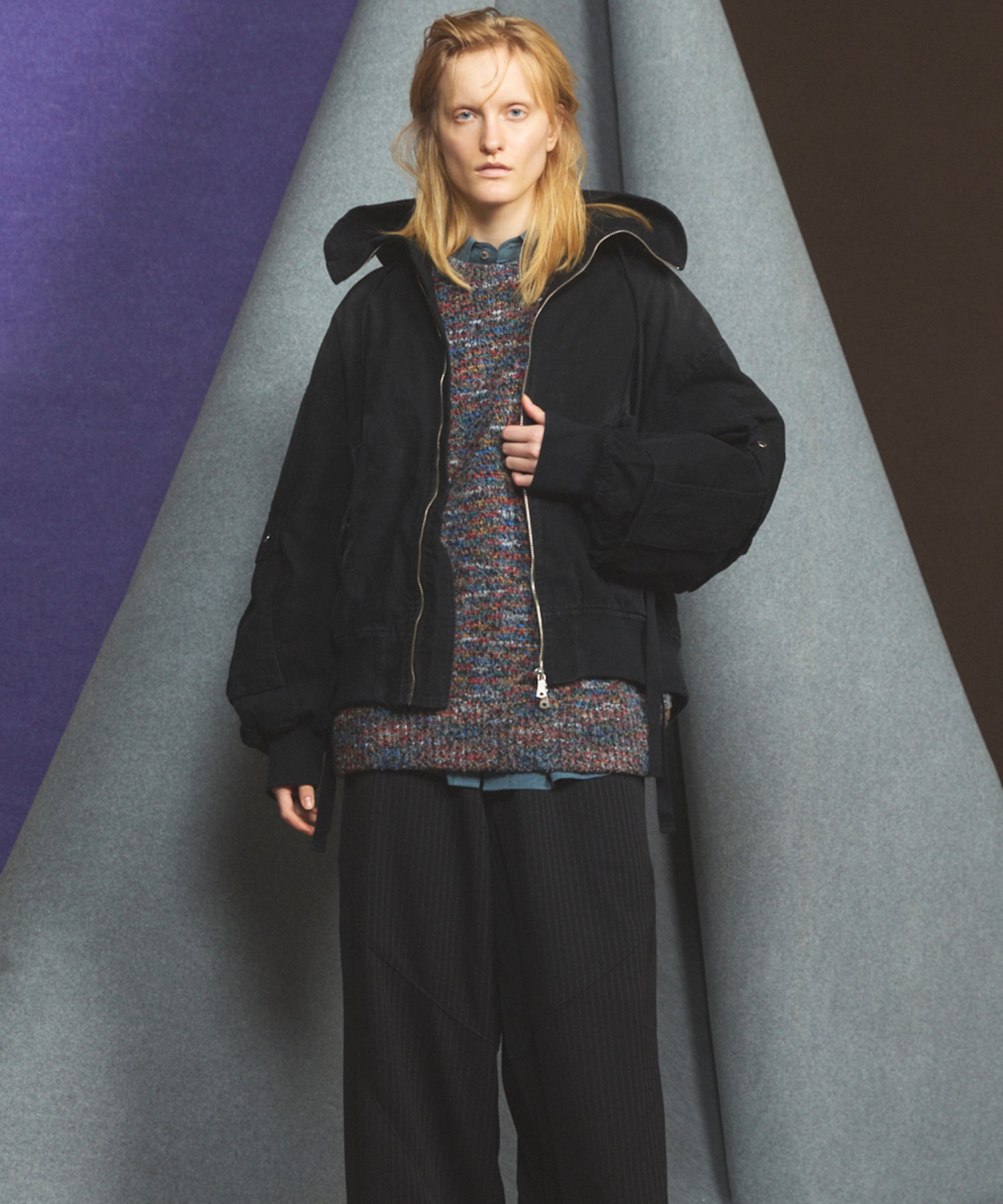 【26AW PRE-ORDER】Cargo Pocket Duck Fabric Prime-Over Zip Hoodie Blouson