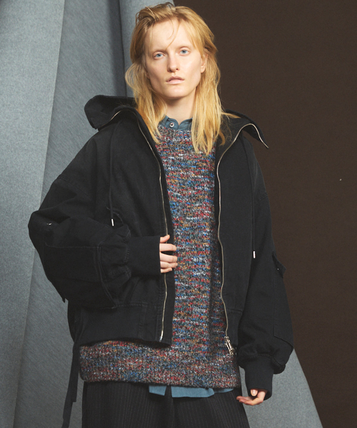 【26AW PRE-ORDER】Cargo Pocket Duck Fabric Prime-Over Zip Hoodie Blouson