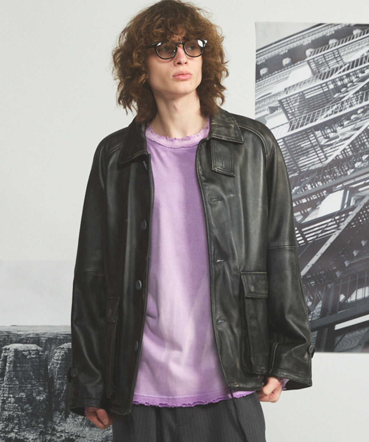 Sheep Leather Front Button Single Blouson