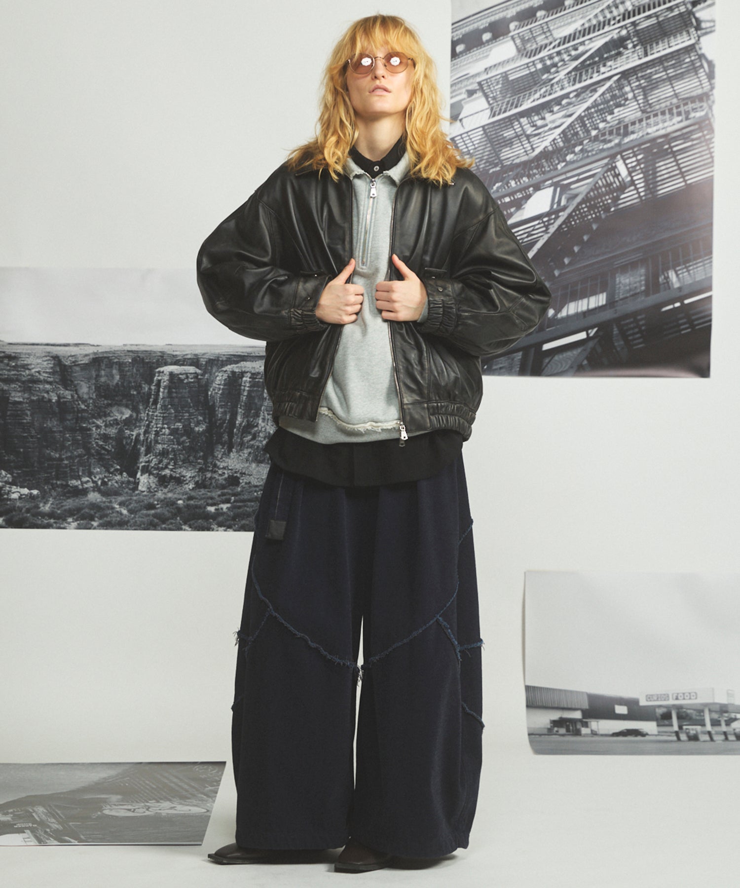 【26AW PRE-ORDER】3Dカッティングモールデニムプライムワイドベルテッドパンツ