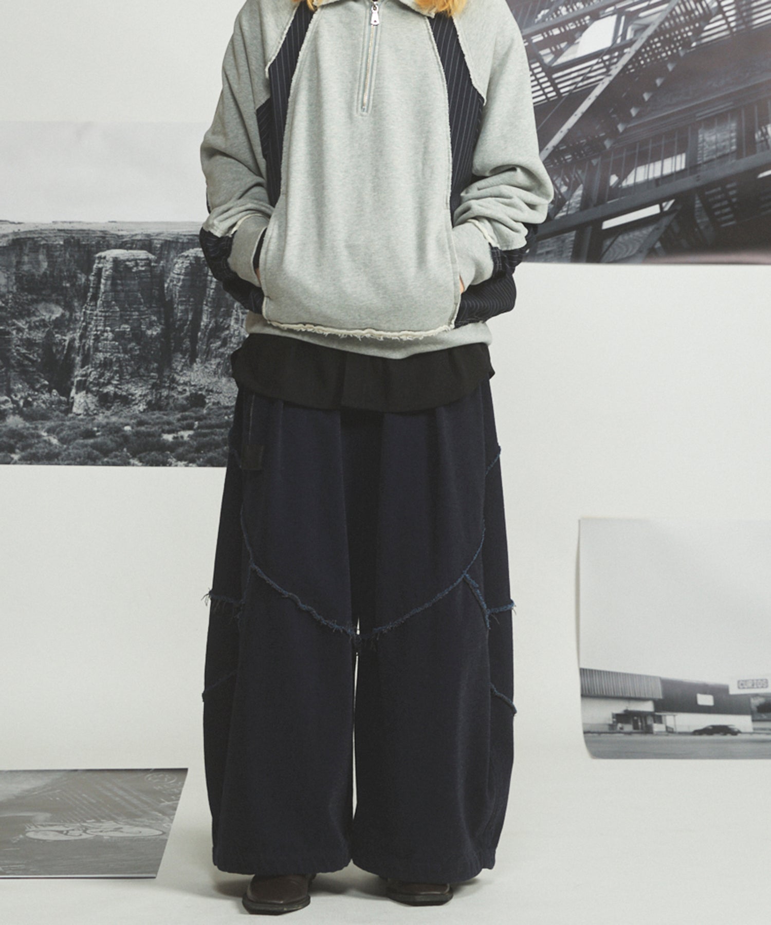 【26AW PRE-ORDER】3Dカッティングモールデニムプライムワイドベルテッドパンツ