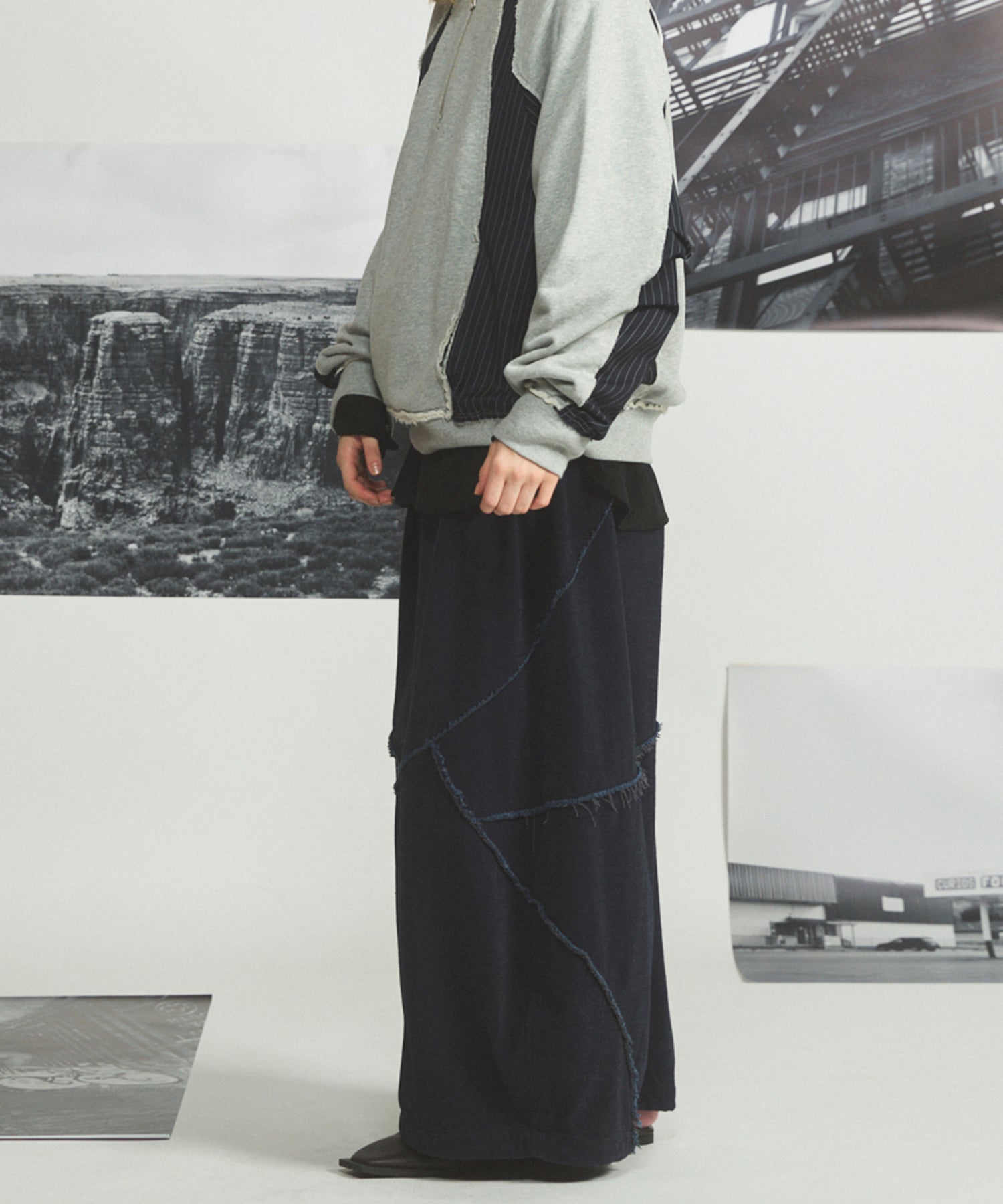 【26AW PRE-ORDER】3Dカッティングモールデニムプライムワイドベルテッドパンツ