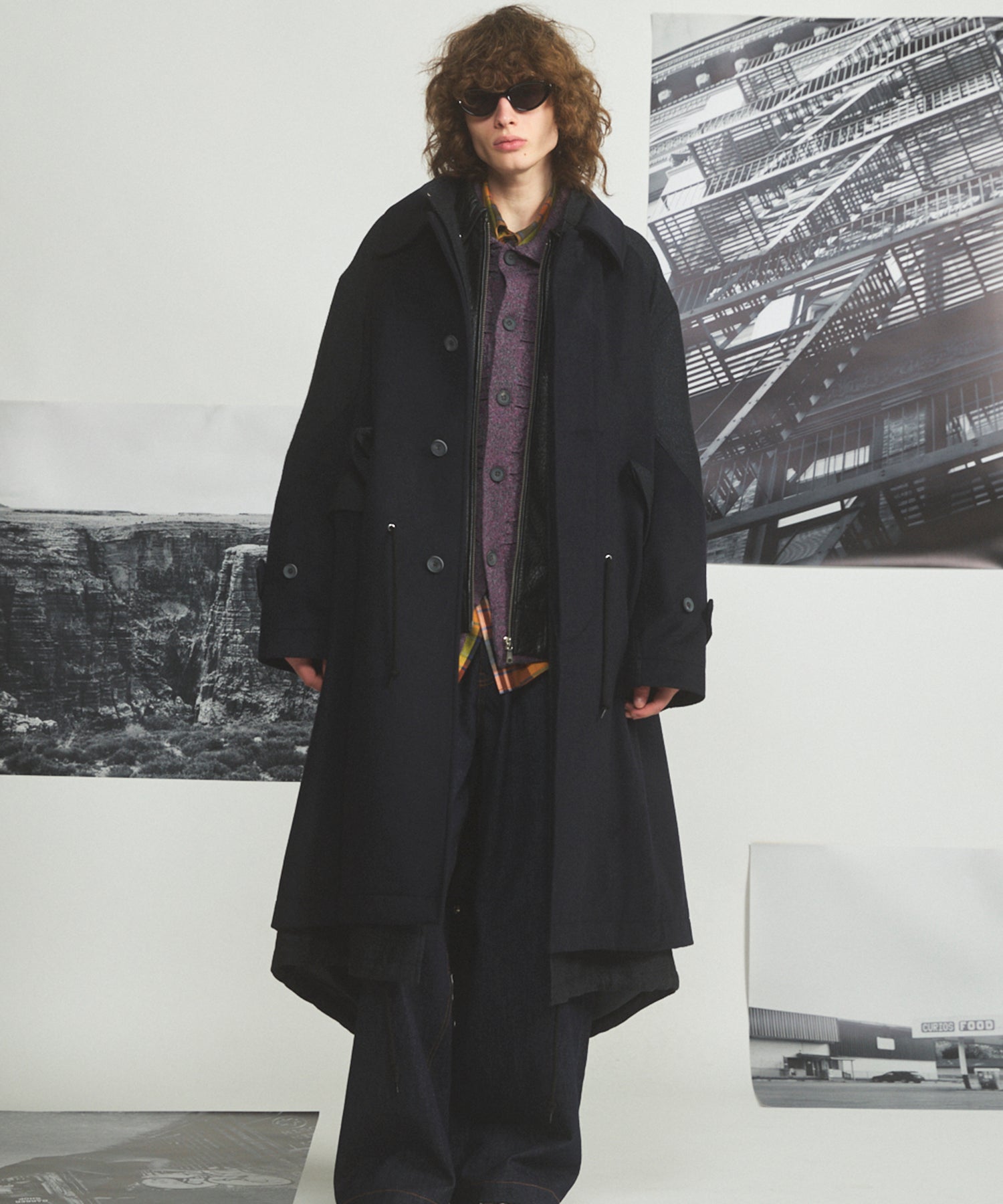 [26AW PRE-ORDER] Sheep leather melton combination prime over half coat