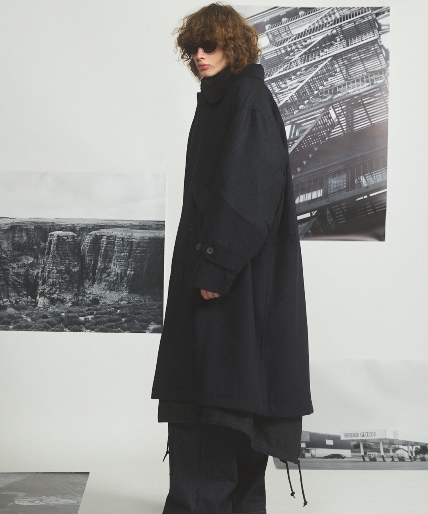 [26AW PRE-ORDER] Sheep leather melton combination prime over half coat