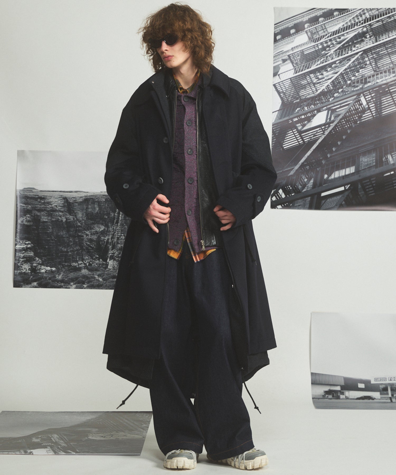 [26AW PRE-ORDER] Sheep leather melton combination prime over half coat