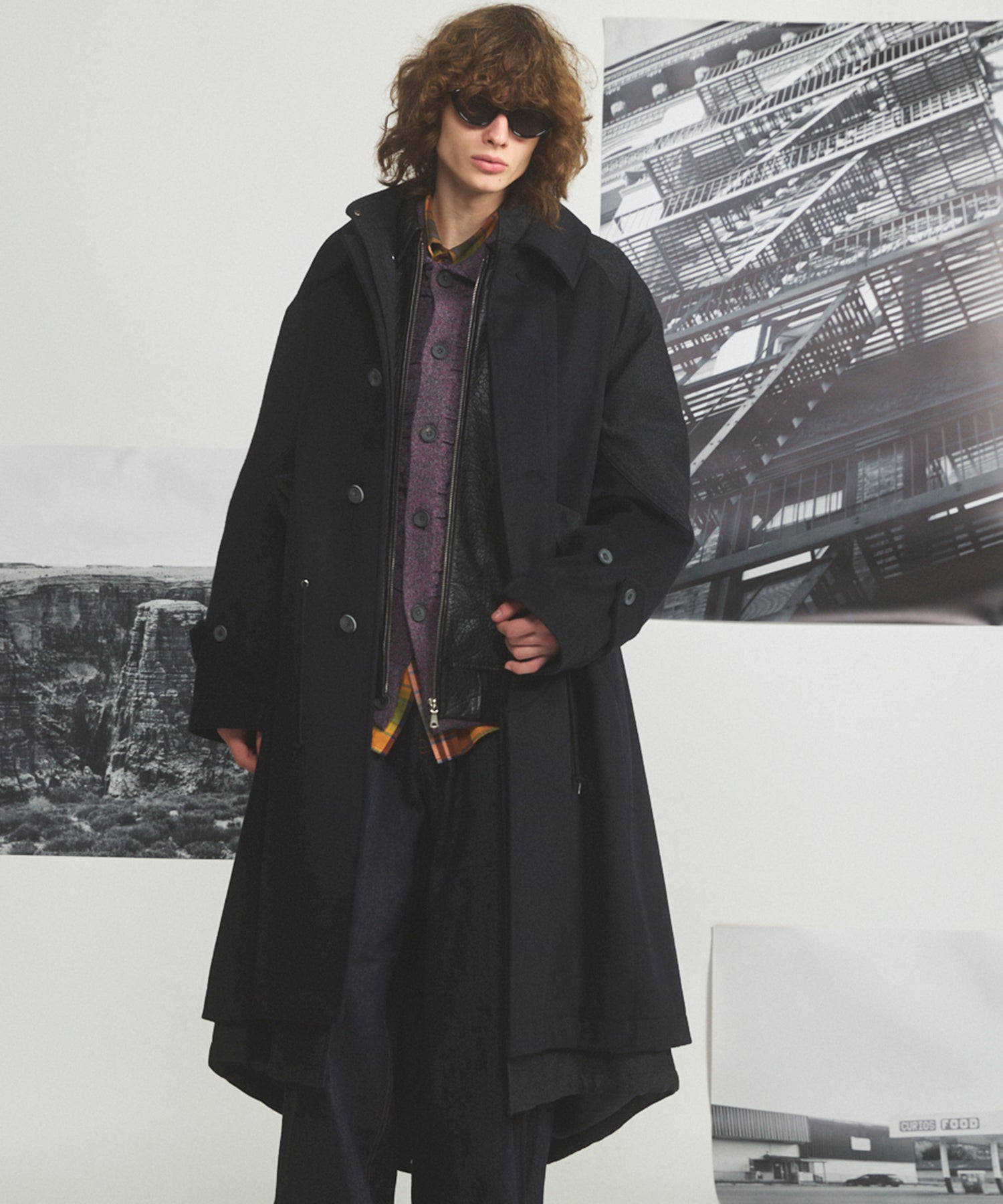 [26AW PRE-ORDER] Sheep leather melton combination prime over half coat