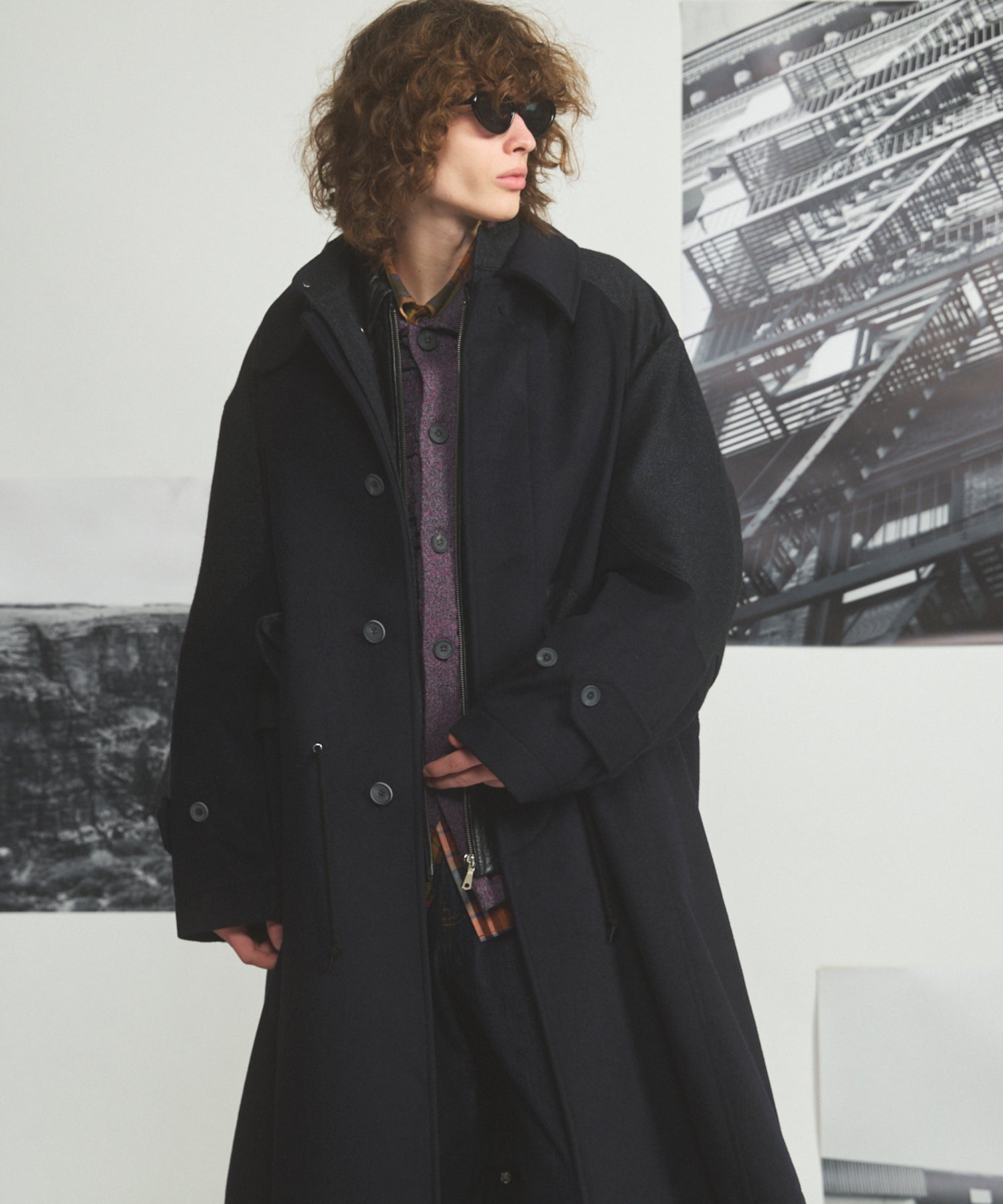 [26AW PRE-ORDER] Sheep leather melton combination prime over half coat