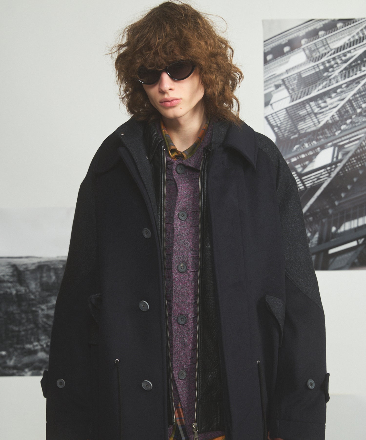 [26AW PRE-ORDER] Sheep leather melton combination prime over half coat