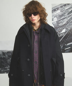 [26AW PRE-ORDER] Sheep leather melton combination prime over half coat