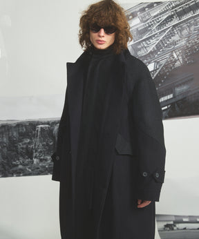 [26AW PRE-ORDER] Sheep leather melton combination prime over half coat