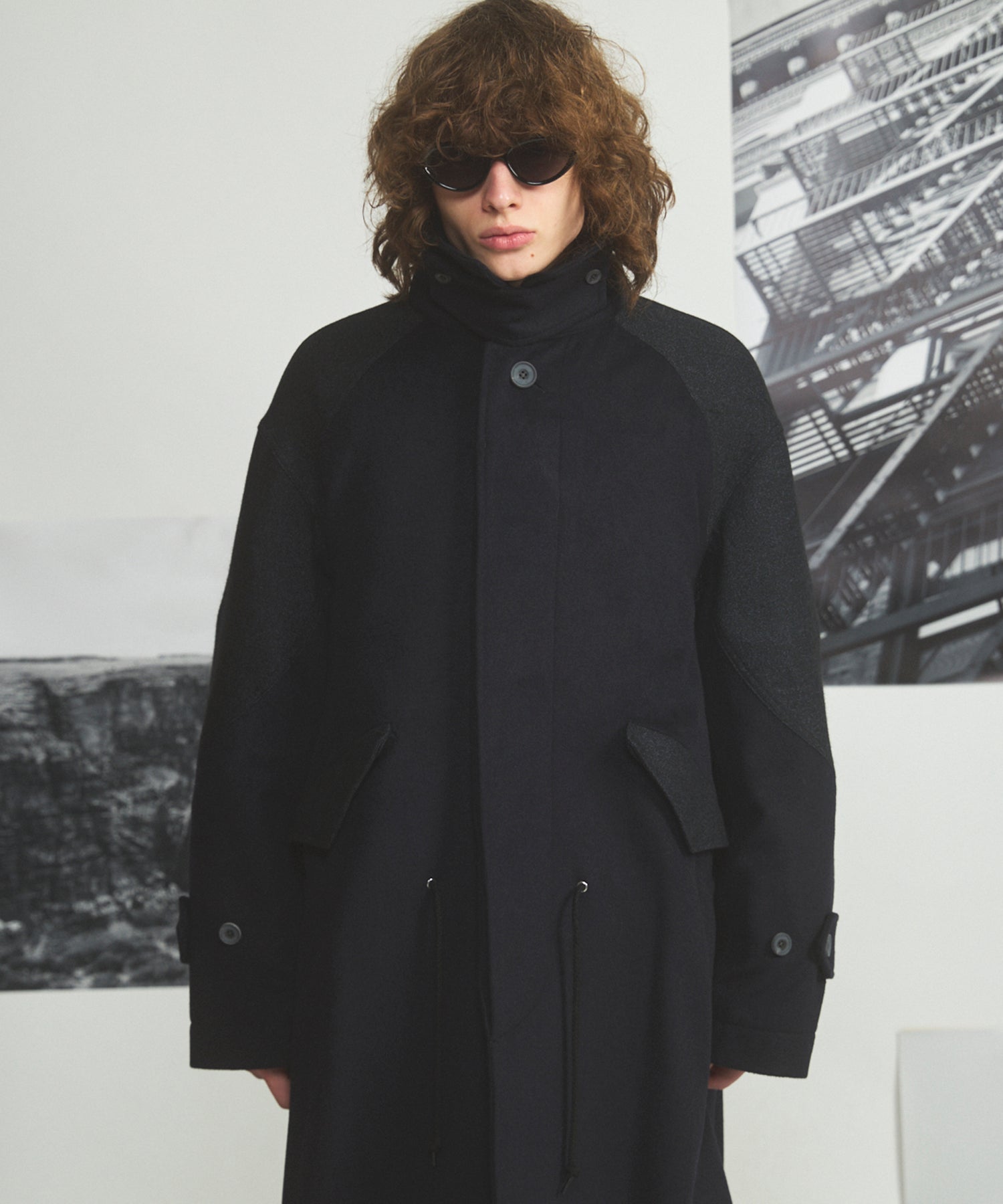[26AW PRE-ORDER] Sheep leather melton combination prime over half coat