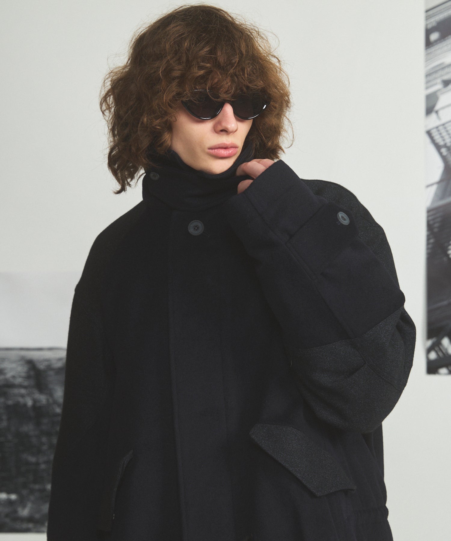 [26AW PRE-ORDER] Sheep leather melton combination prime over half coat