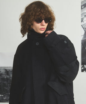 [26AW PRE-ORDER] Sheep leather melton combination prime over half coat