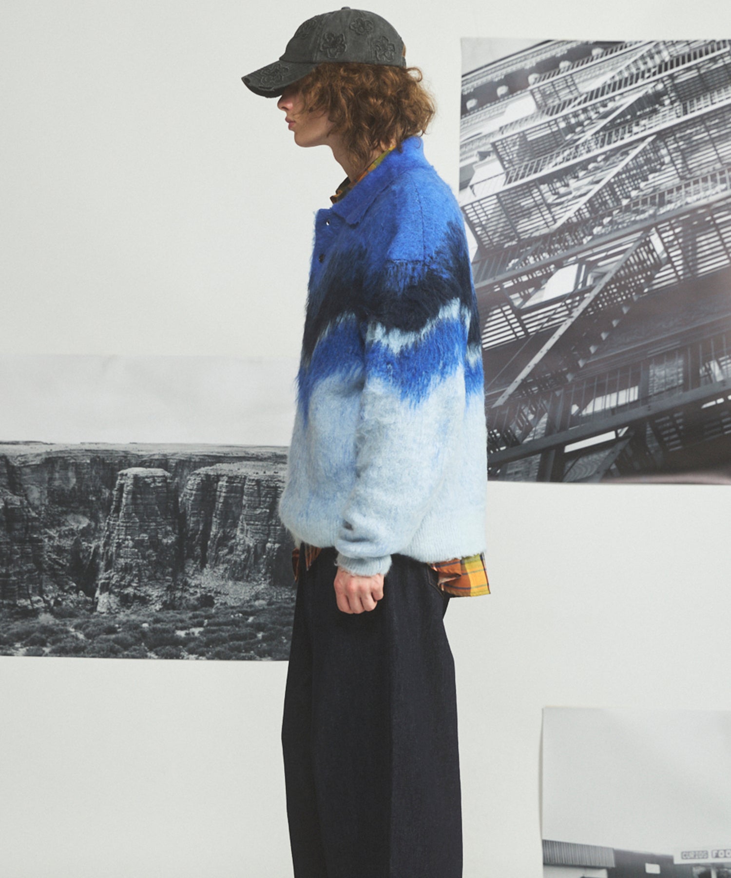 【26AW PRE-ORDER】グラデーションエアリーシャギープライムオーバーニットポロシャツ