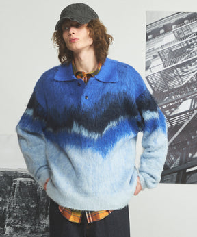 【26AW PRE-ORDER】グラデーションエアリーシャギープライムオーバーニットポロシャツ