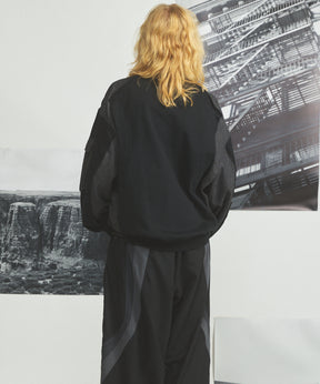 【26AW PRE-ORDER】異素材ドッキングプライムオーバークルーネックスウェットトップス