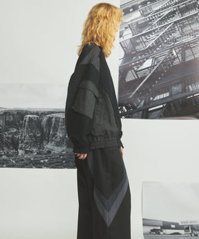 【26AW PRE-ORDER】異素材ドッキングプライムオーバークルーネックスウェットトップス