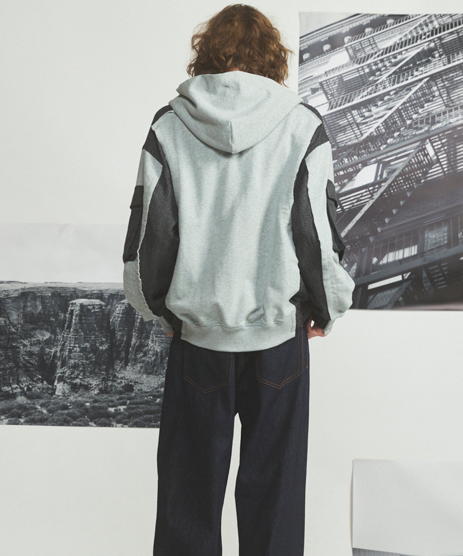【26AW PRE-ORDER】異素材ドッキングプライムオーバージップパーカー