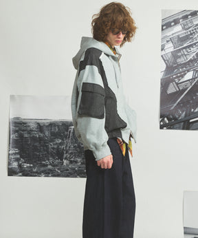 【26AW PRE-ORDER】異素材ドッキングプライムオーバージップパーカー