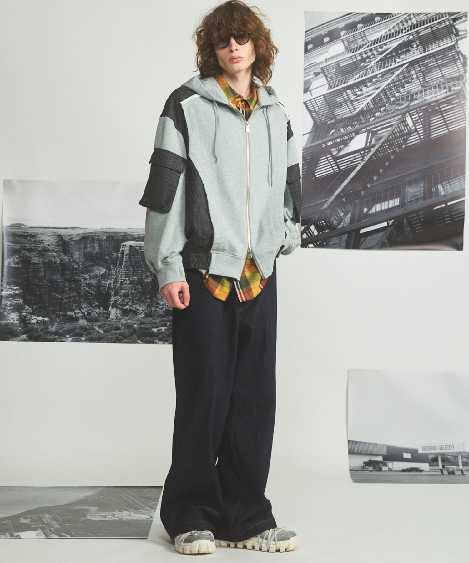 【26AW PRE-ORDER】異素材ドッキングプライムオーバージップパーカー