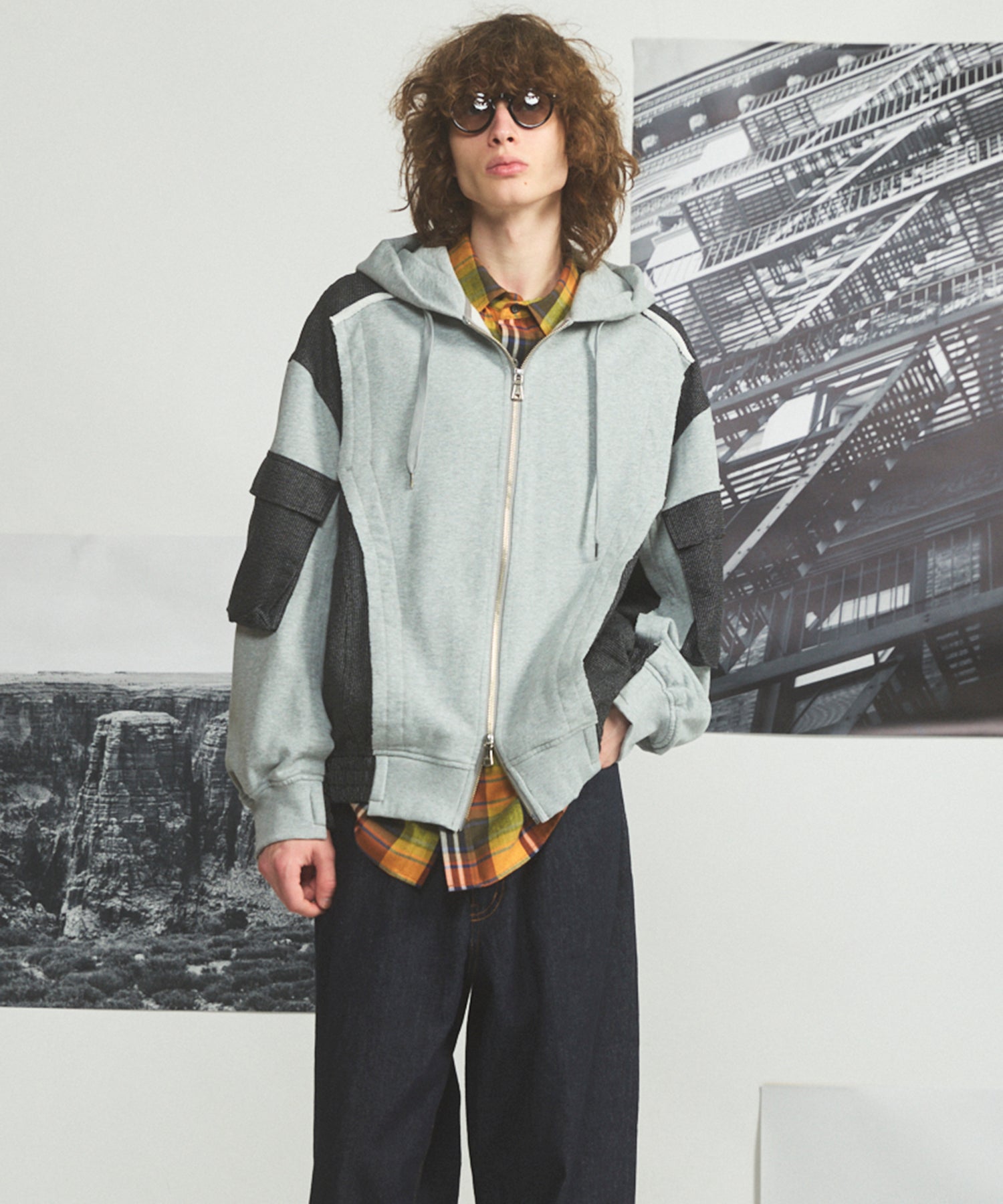 【26AW PRE-ORDER】異素材ドッキングプライムオーバージップパーカー