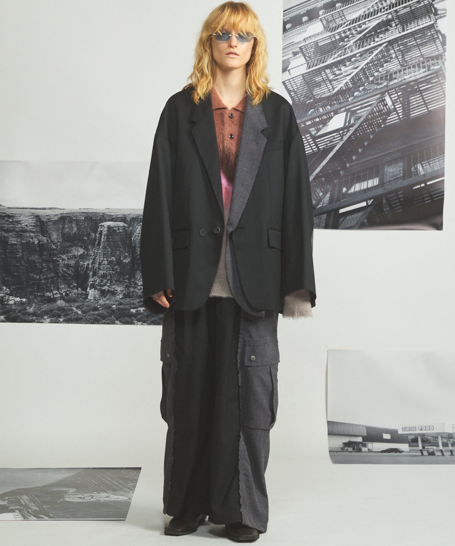 【26AW PRE-ORDER】グラデーションエアリーシャギープライムオーバーニットポロシャツ