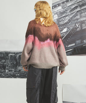 【26AW PRE-ORDER】グラデーションエアリーシャギープライムオーバーニットポロシャツ