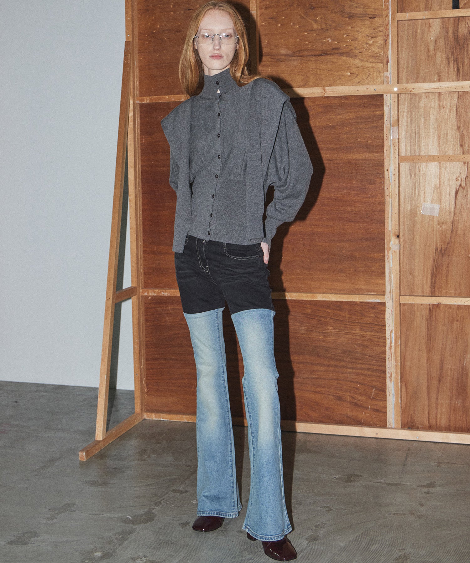 【OPEN YY】BUTTON UP BLOUSON CARDIGAN