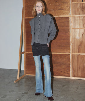 【OPEN YY】BUTTON UP BLOUSON CARDIGAN