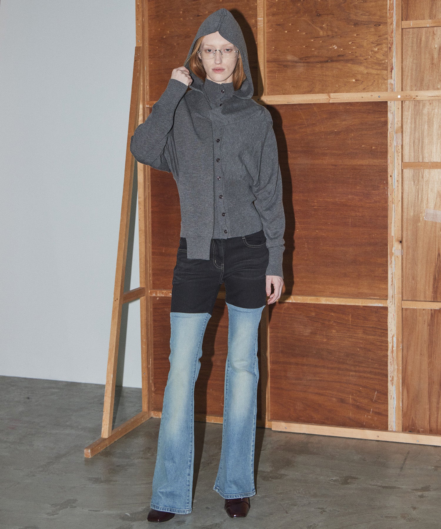 【OPEN YY】BUTTON UP BLOUSON CARDIGAN