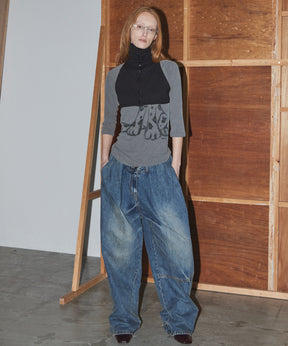【OPEN YY】BUTTON UP NECK LAYER
