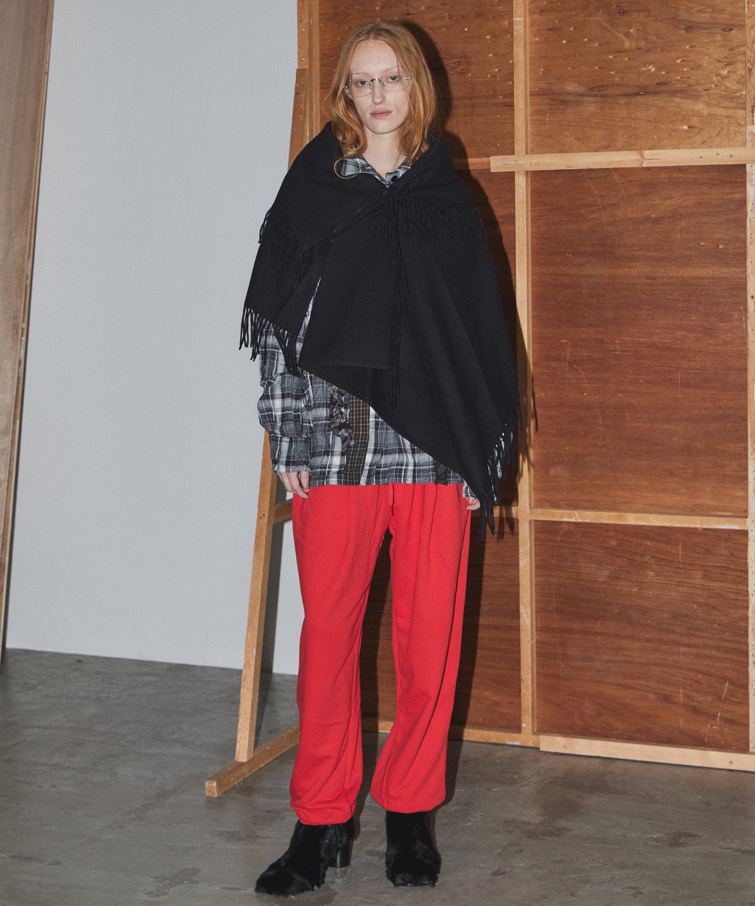 [OPEN YY] FRINGED ZIP SHAWL