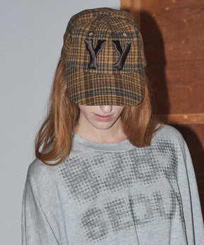【OPEN YY】YY CHECKRED HEART BONE BALL CAP-MTD