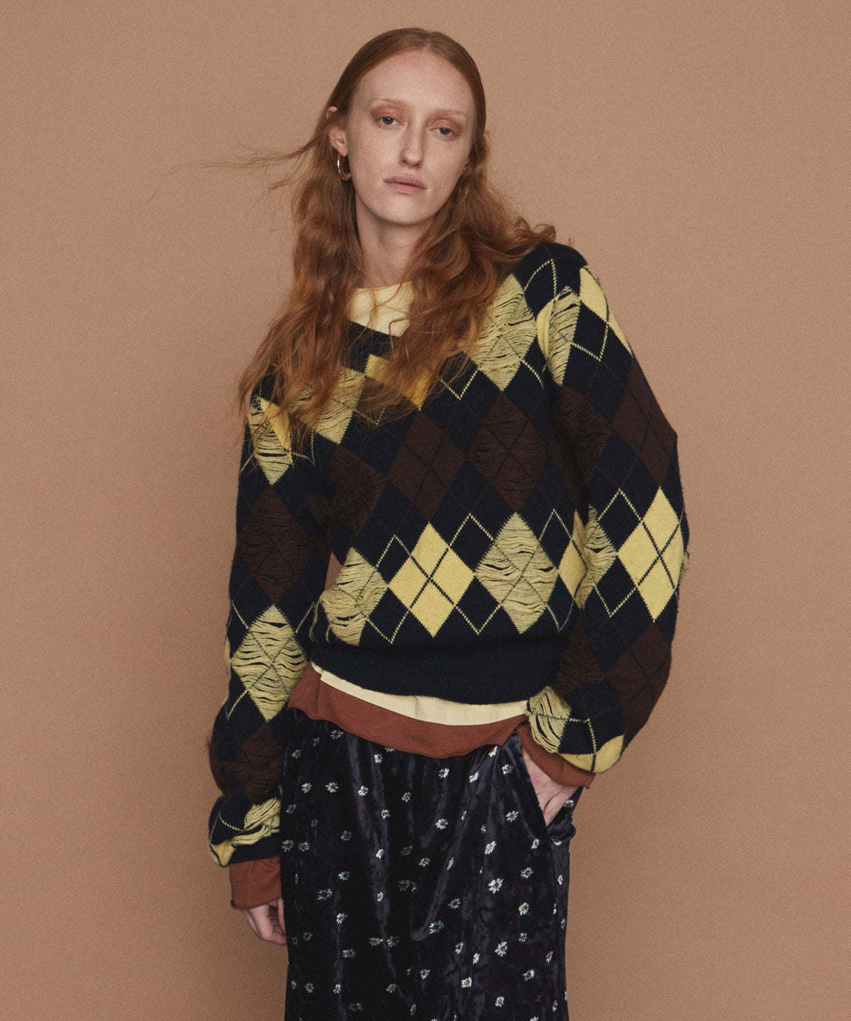 【26WINTER COLLECTION】Drop needle Argyle Knit
