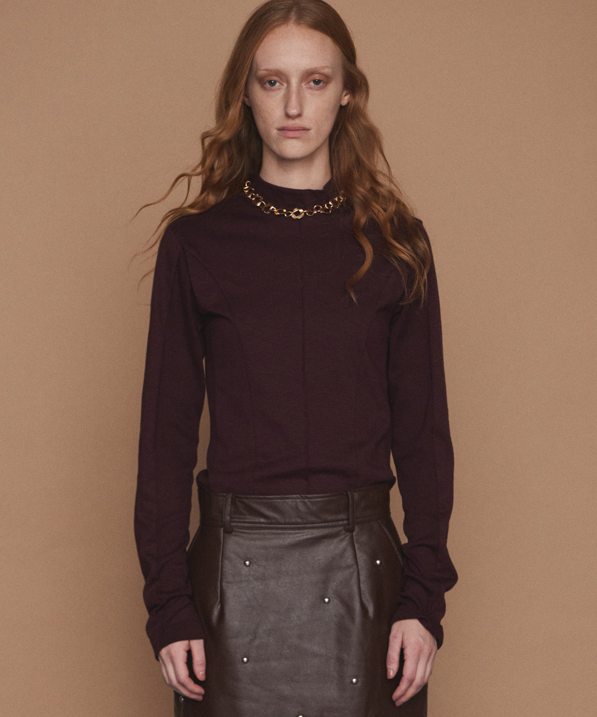 British Worsted Cotton High Neck Top