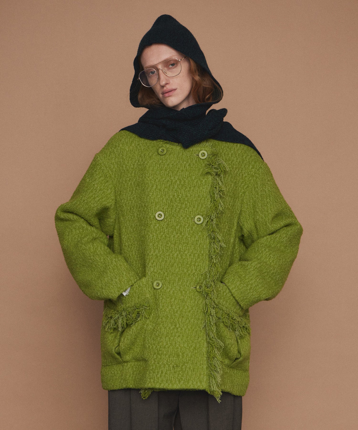 【26WINTER COLLECTION】Double-Breasted Tweed Midi Coat