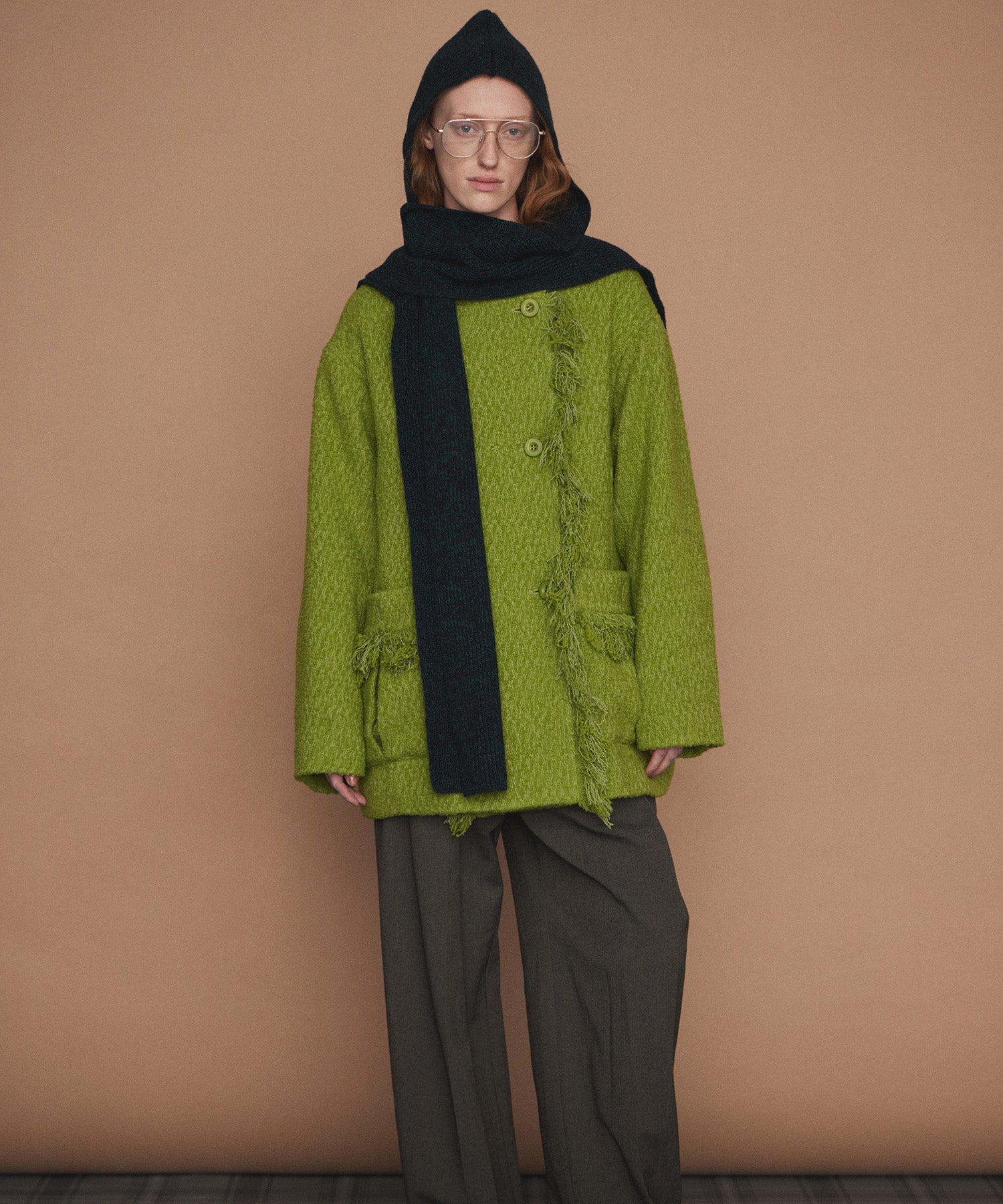 【26WINTER COLLECTION】Double-Breasted Tweed Midi Coat