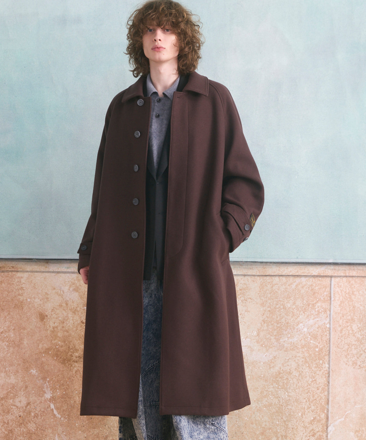 Super170s Prime-Over Melton Balmachan Coat