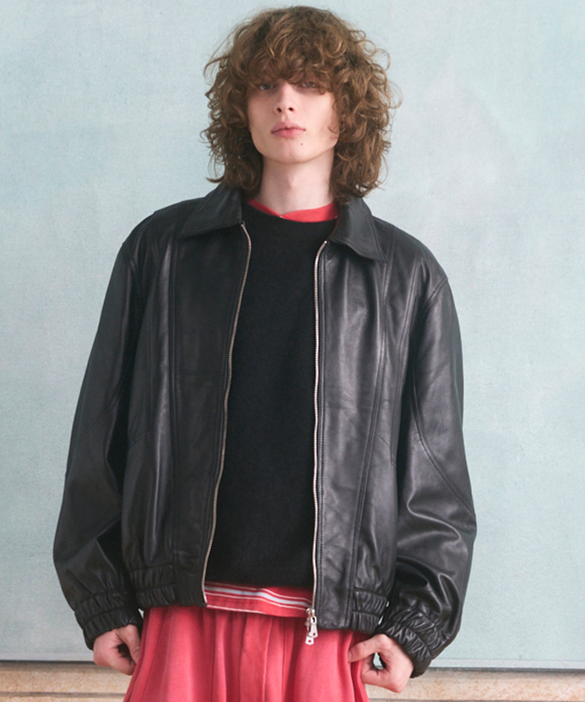 Sheep Leather Single Collard Blouson