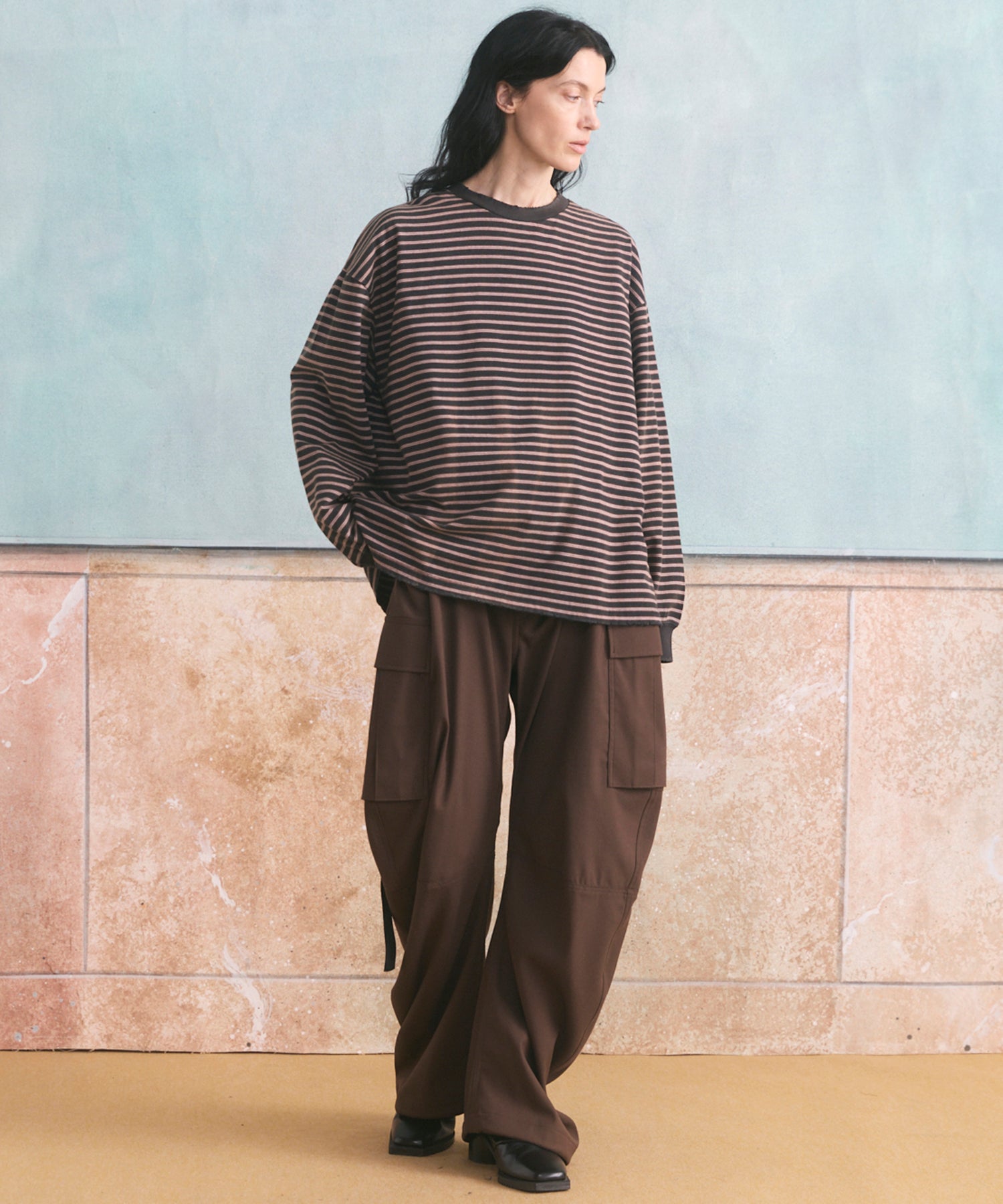 【26aw PRE-ORDER】纯棉巴尔法蕾丝超领亨利领长袖针织T恤