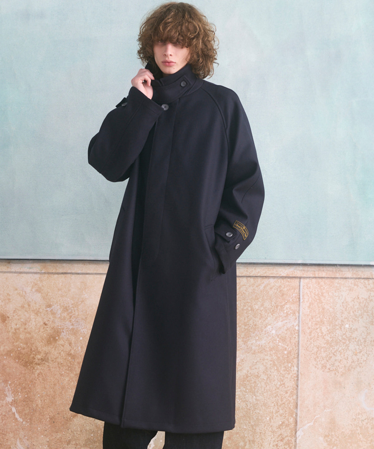 Super170s Prime-Over Melton Balmachan Coat
