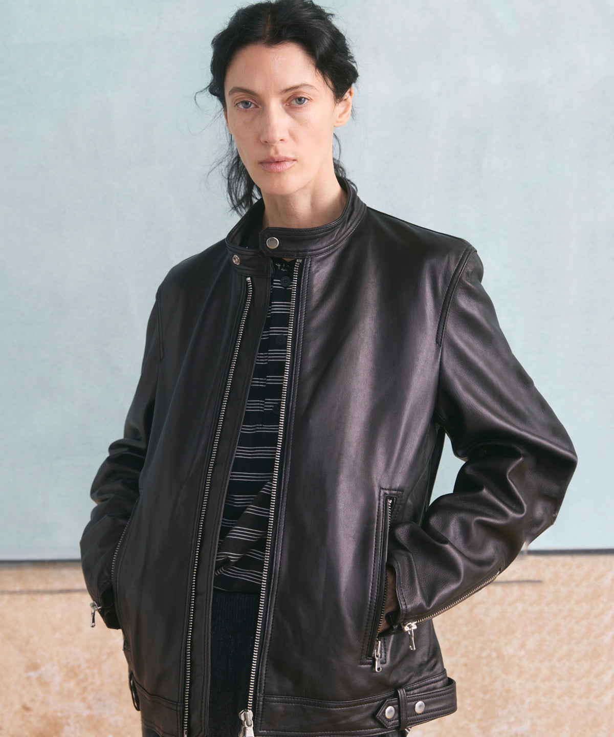 Dress-Fit Sheep Leather Single Rider Jacket
