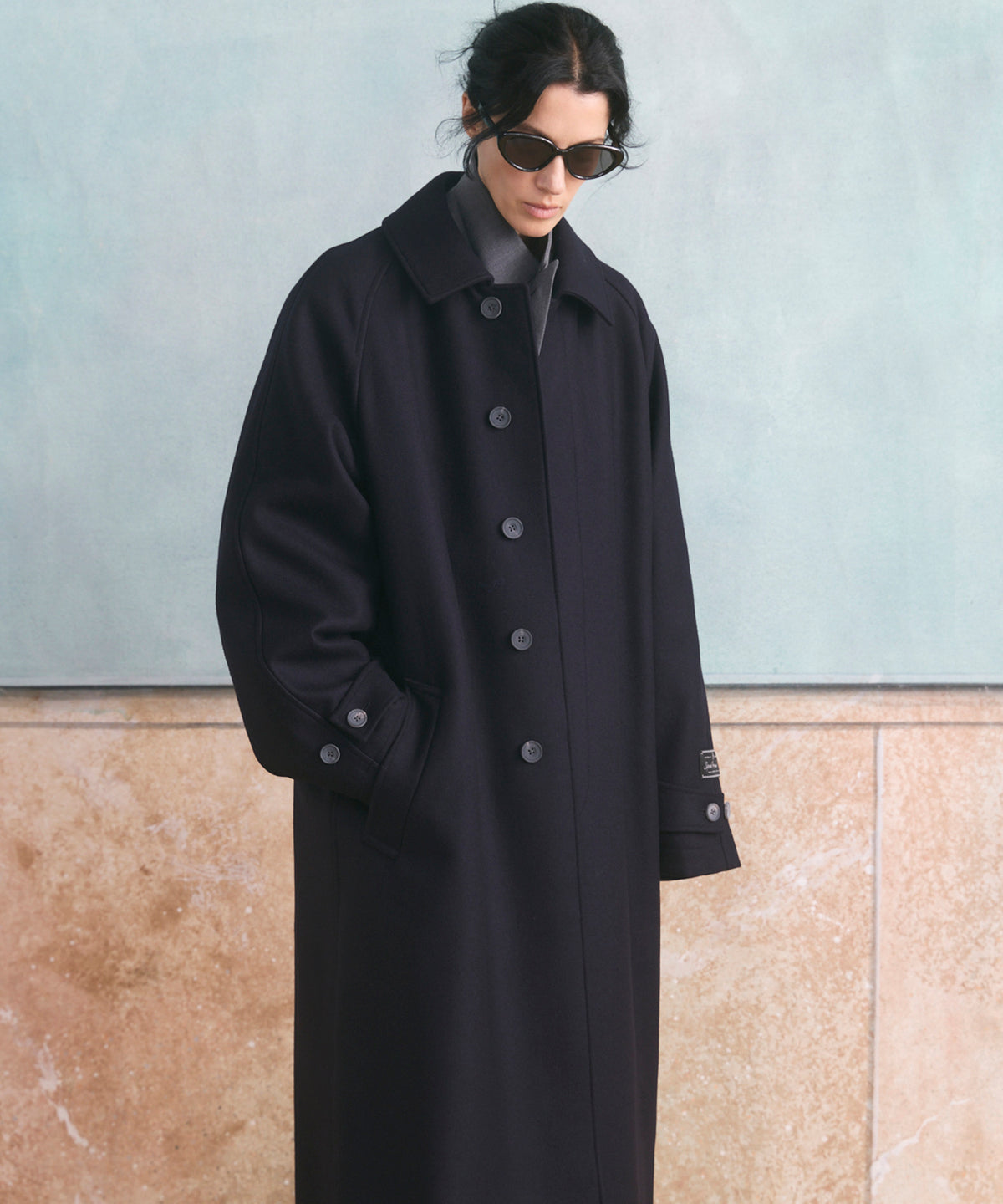 Super140s Prime-Over Melton Balmachan Coat