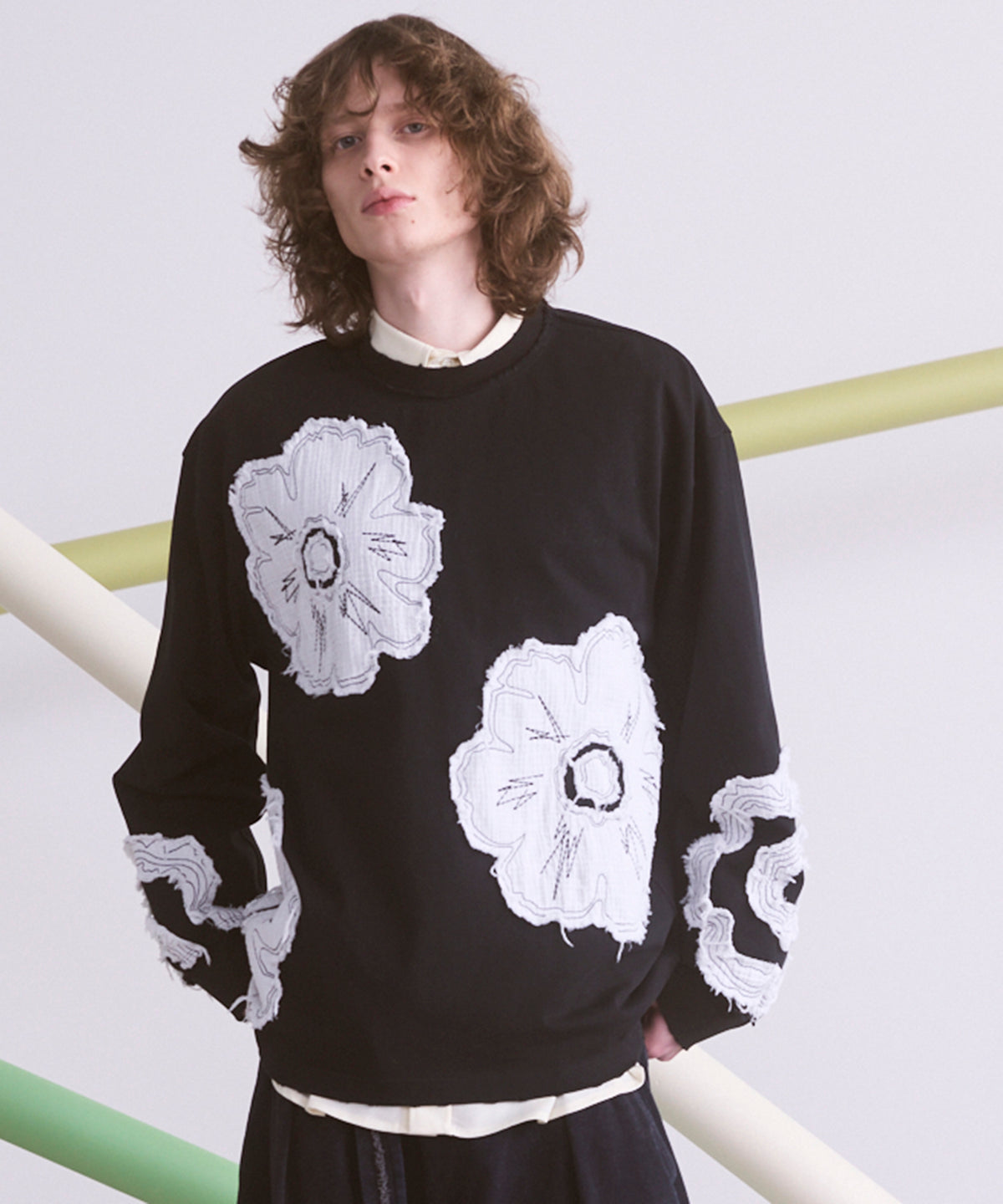 【26AW PRE-ORDER】코튼 발파 레이스 프라임 오버 헨리 넥 롱 슬리브 니트 T셔츠